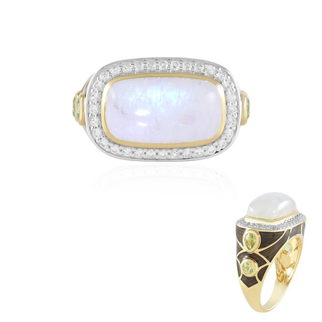 Anello in argento con Pietra di Luna Arcobaleno (Adela Silber)