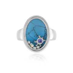 Zilveren ring met een Blauwe Howliet