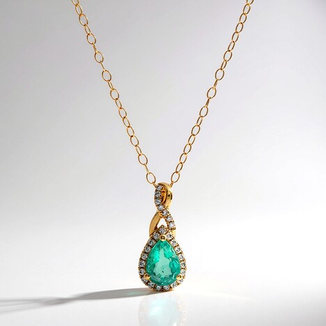 Collana in oro con Smeraldo Zambia AAA