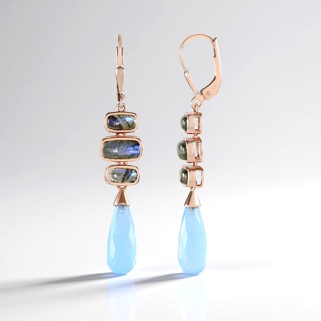 Boucles d'oreilles en argent et Calcédoine bleue (KM by Juwelo)