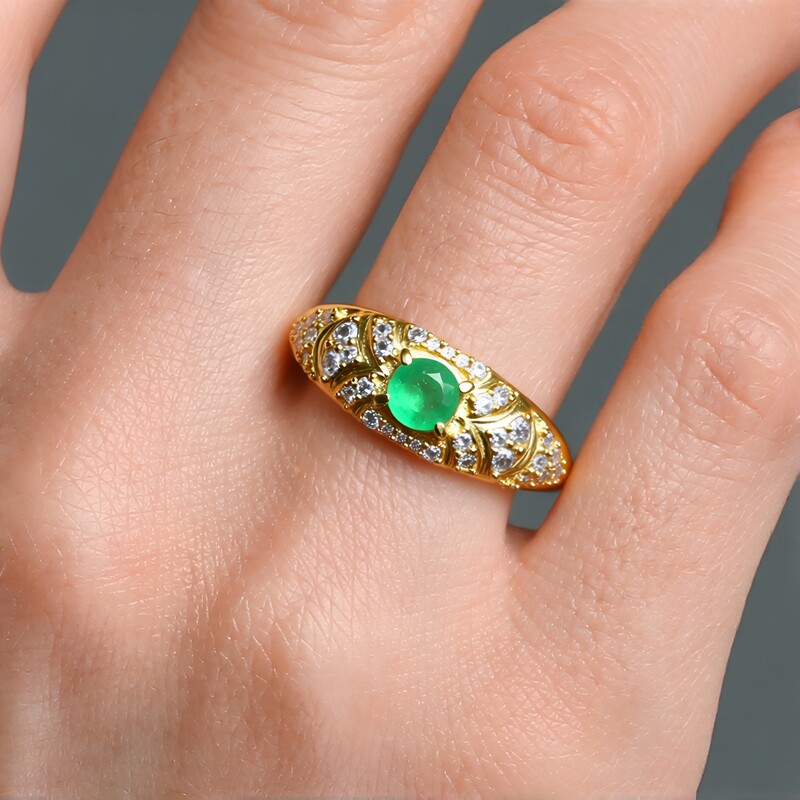 Äthiopischer Smaragd-Silberring