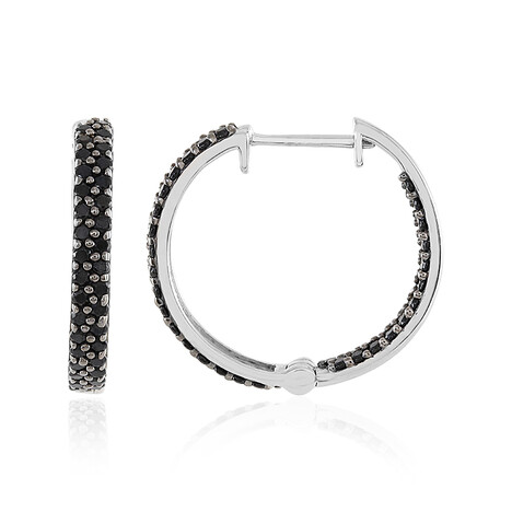 Zilveren oorbellen met zwarte spinelstenen