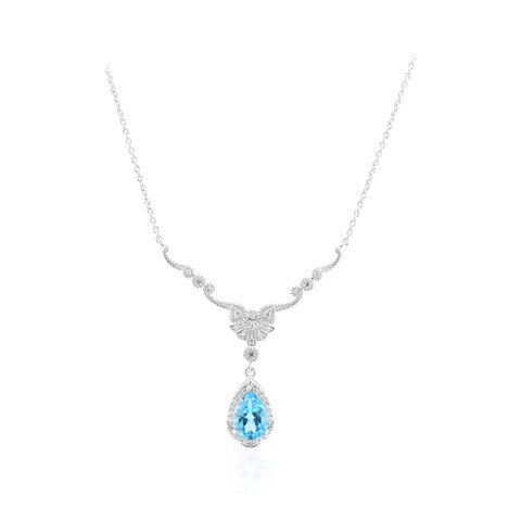 Collana in argento con Topazio Blu Svizzero