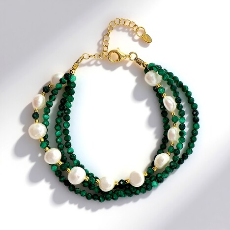 Bracciale in argento con Malachite (Riya)