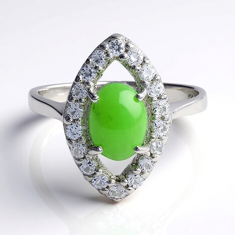 Anello in argento con Crisoprasio Imperiale