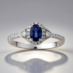 Anello in oro con Zaffiro Ceylon Blu