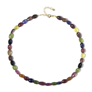 Zilveren halsketting met saffieren