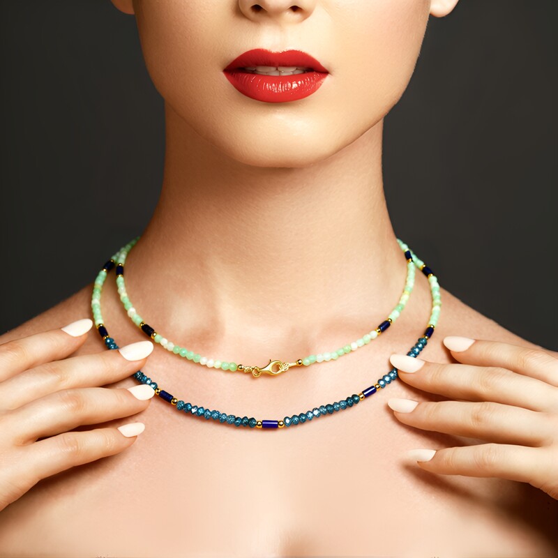 Naszyjnik na srebro i Topaz niebieski London Blue (Riya)
