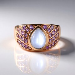 Anello in argento con Pietra di Luna Bianca