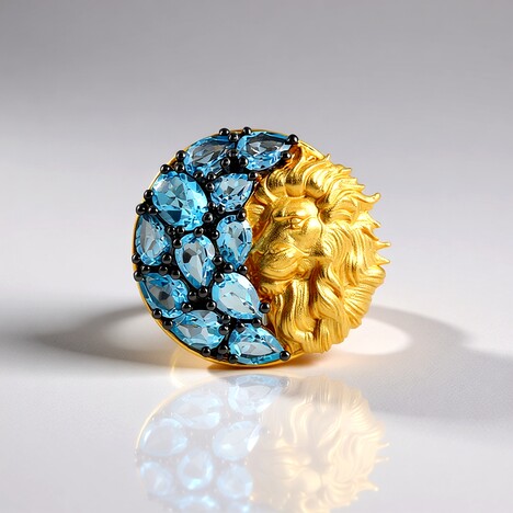 Anello in argento con Topazio Blu Svizzero (Gems en Vogue)
