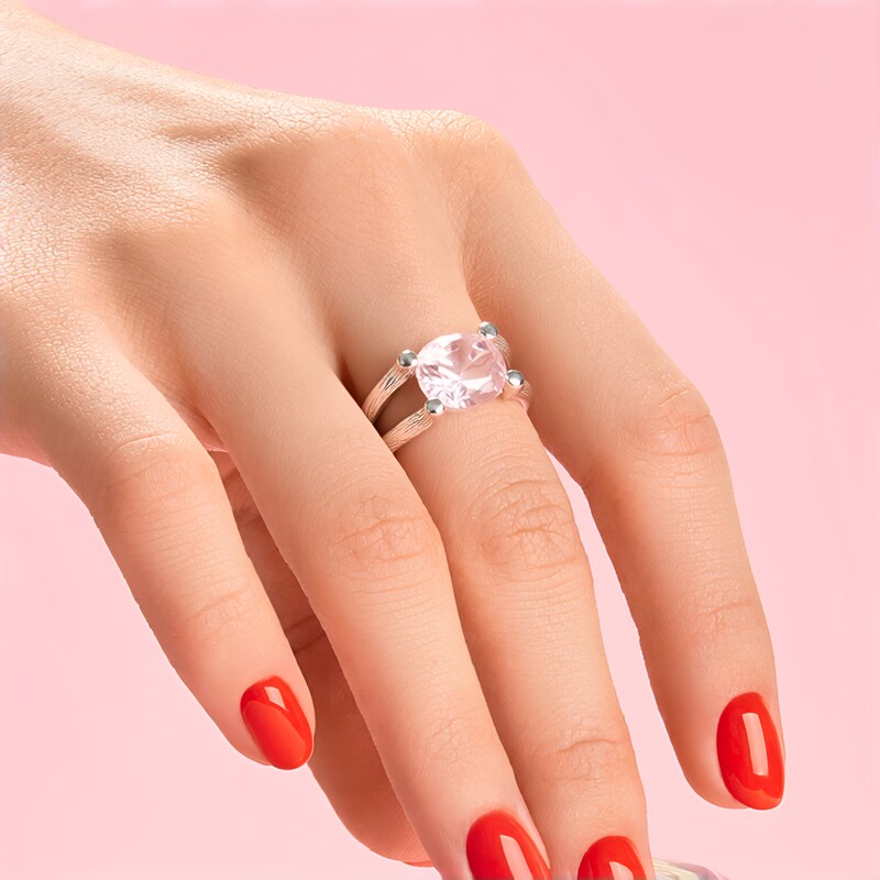 Anillo en plata con Cuarzo rosa (de Melo Essence)