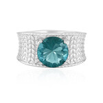Anillo en plata con Fluorita azul petróleo