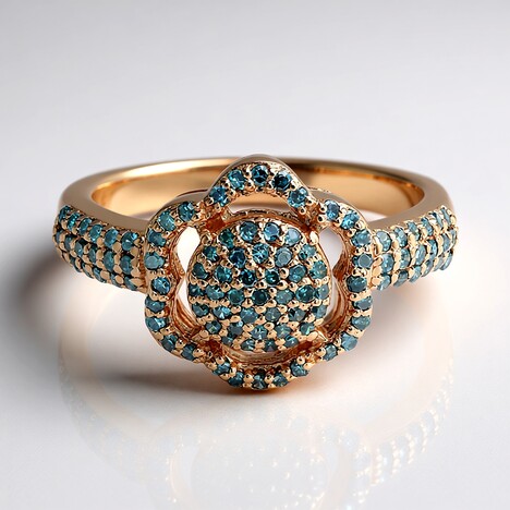 Anello placcato in oro con Diamante Fancy