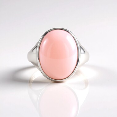 Pinkfarbener Opal-Silberring