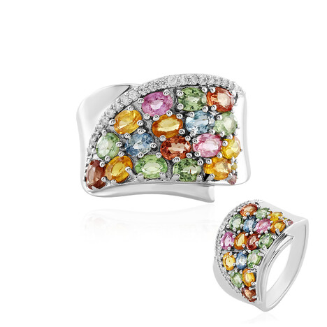 Anello in argento con Zaffiro Fancy