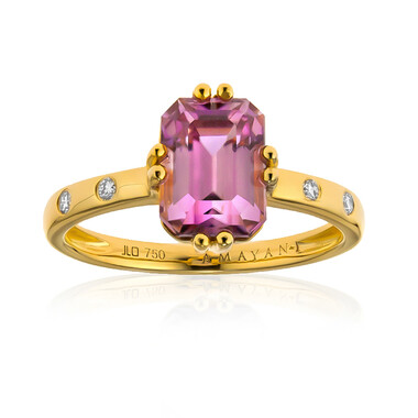 Pinkfarbener Diaspor-Goldring (AMAYANI)