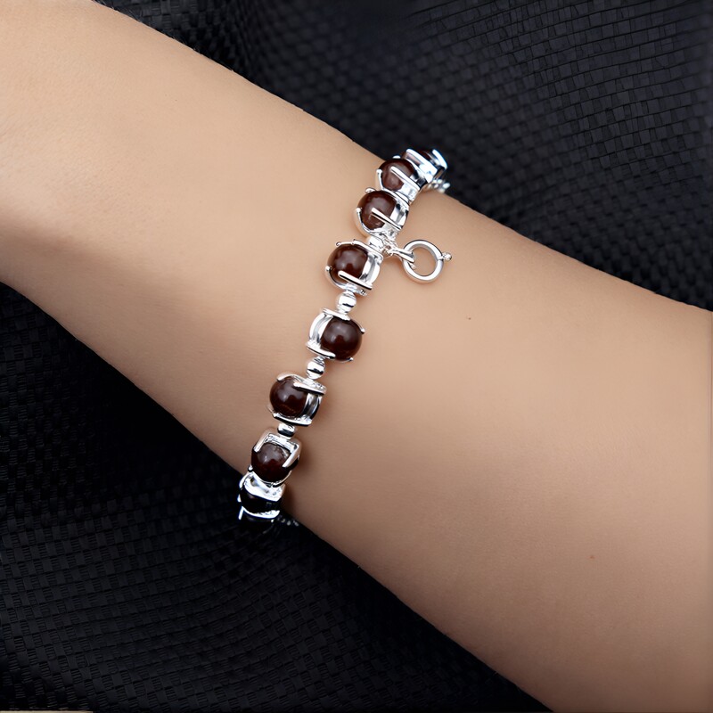 Bracelet en argent et Scapolite œil-de-chat