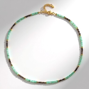 Champagne Diamond Silver Necklace (Riya)