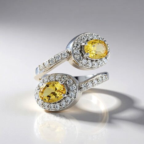 Bague en argent et Béryl jaune