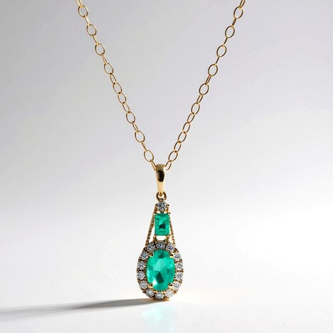 Collana in oro con Smeraldo Zambia AAA