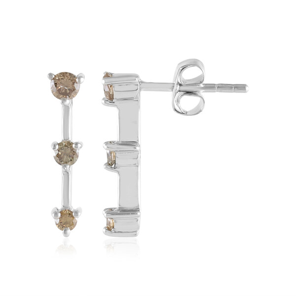 Pendientes en plata con Diamante champán I2
