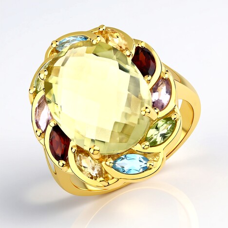 Anello in argento con Quarzo Limone