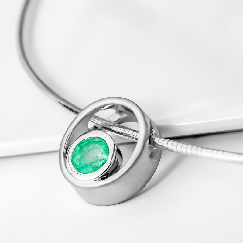 Ciondolo in argento con Smeraldo Russo (MONOSONO COLLECTION)