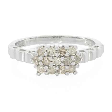 Anello placcato in platino con Diamante Cioccolato