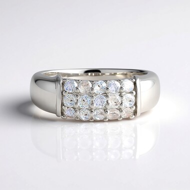 Bague en argent et Pierre de lune bleue (KM by Juwelo)