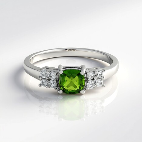 Anello in argento con Diopside Russo