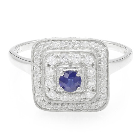 Zilveren ring met een Kanchanaburi saffier