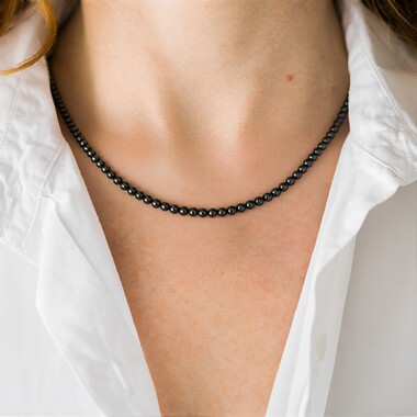 Black Hematite Silver Necklace