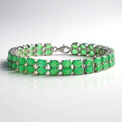 Bracciale in argento con Smeraldo Zambia