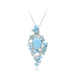 Collana In Turchese E Metallo Argento Con Ciondolo Goccia – TreasureBay, Lunghezza 48 Cm, In Scatola Regalo
