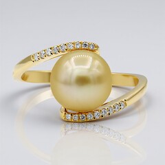 Anello in oro con Perla d'Acqua Dolce Dorata (CIRARI)