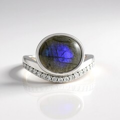 Anello in argento con Labradorite Blu Maniry (KM by Juwelo)