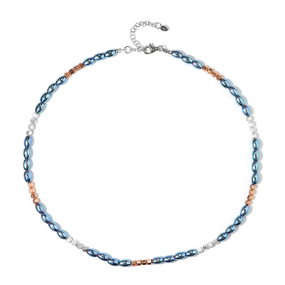 Collier en argent et Hématite bleu royal