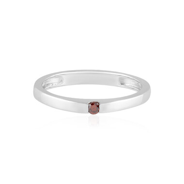 Roter I3 Brillant-Silberring