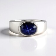 Anillo en plata con Zafiro estrella azul