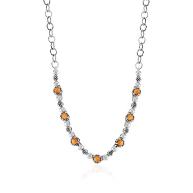 Orange Stachelauster-Silbercollier (Desert Chic)