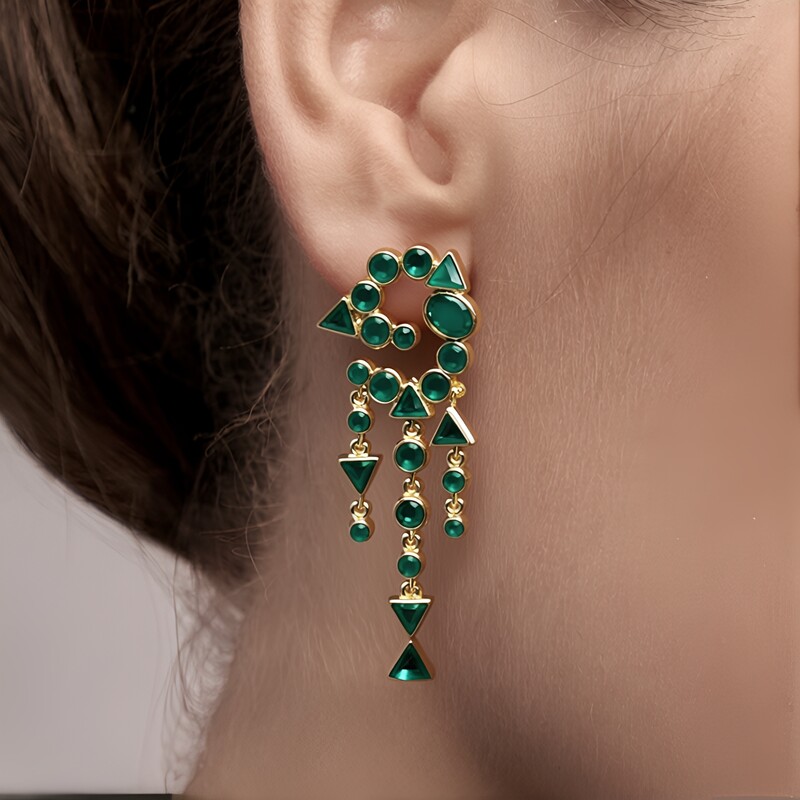 Pendientes en plata con Ágata verde