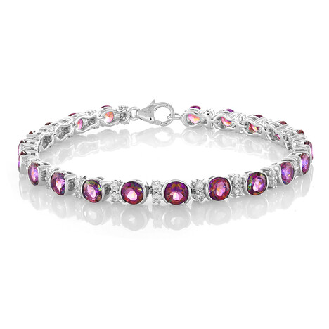 Purpurfarbener Mystik-Topas-Silberarmband