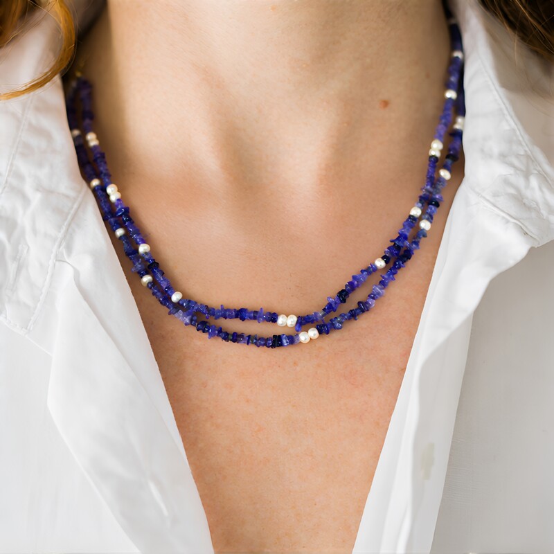 Tansanit-Silberhalskette (Riya)