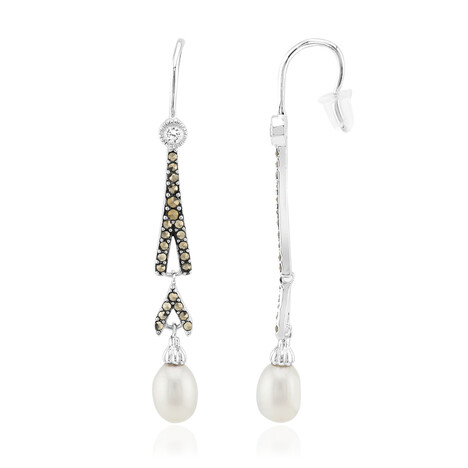 Boucles d'oreilles en argent et Perle blanche de culture d'eau douce