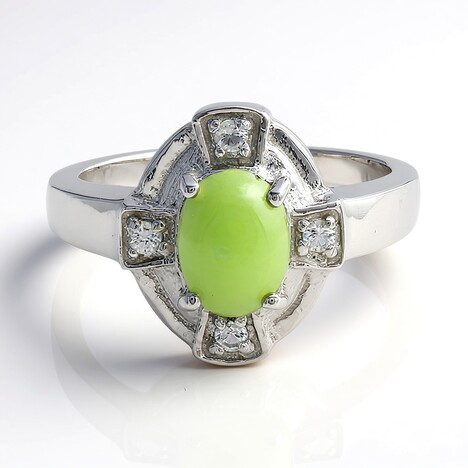 Anello in argento con Crisoprasio Imperiale