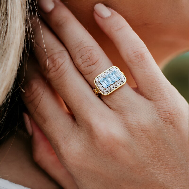 Anillo en plata con Aguamarina (Gems en Vogue)