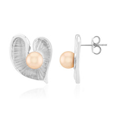 Pendientes en plata con Perla Ming durazno