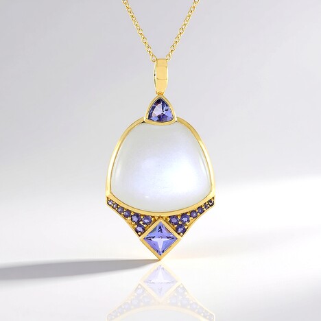 Collana in argento con Pietra di Luna Bianca (KM by Juwelo)