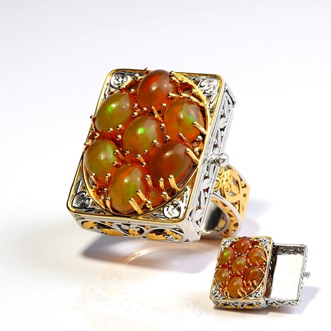 Anello in argento con Opale di Welo (Gems en Vogue)