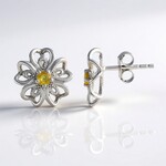 Boucles d'oreilles en argent et Saphir jaune